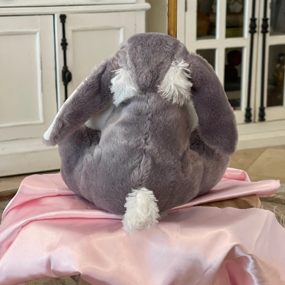 OLI Plush Bunny Gray White Rabbit Gold Eyes Big Feet Long Ears Sitting 8